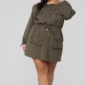 Fashion Nova Dinner In Tahiti Dress - Olive